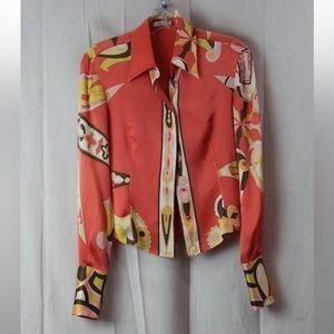 Emilio Pucci Women's Pink Blouse With Flowery
Design SZ 6